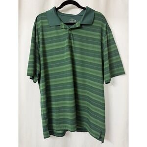 Champions Tour Golf Polo Shirt XXL Green Striped Short Sleeve‎ Mens N23
